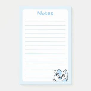 Soft Blue Kawaii Chibi Kitty Cat with Sparkling  Post-it Notes