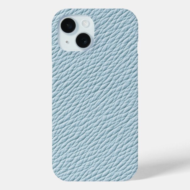 Soft Blue Leather Textured Phone Case (Back)