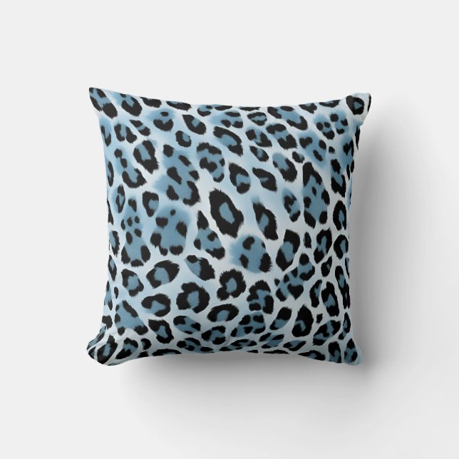 Soft Blue Leopard Print  Throw Pillow (Front)