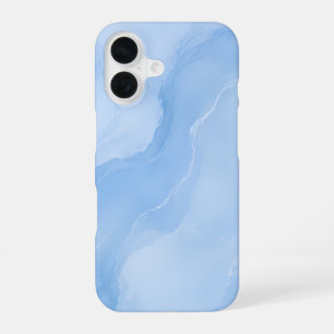 Soft Blue Marble Abstract Pattern iPhone 16 Case