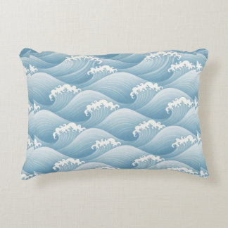 🌊 Soft Blue Ocean Waves Coastal Modern Style 🌊 Accent Pillow