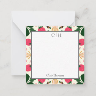 Soft Blue & Orange Abstract Floral Flat  Card