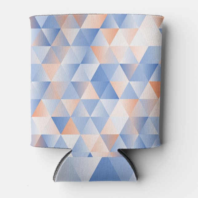 Soft Blue Orange Triangles Can Cooler (Front)
