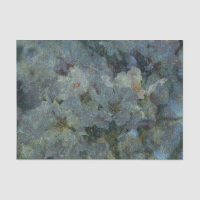 Soft Blue Orchard impressionist Tissue Paper (Front)