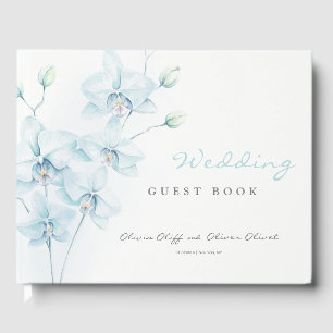 Soft Blue Orchid Wedding Guest Book