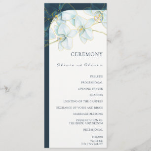 Soft Blue Orchid Wedding Program