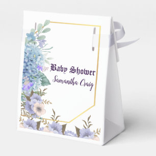 Soft Blue Pastel Flower Blue Hydrangea Baby Shower Favor Box