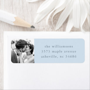 Soft Blue Photo Couples Minimalist Return Address