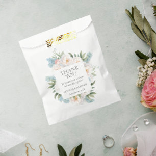 SOFT BLUE PINK BLOOMING FLOWERS WEDDING FAVOUR BAG