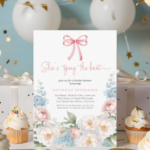 Soft Blue Pink Floral Bridal Shower Invitation
