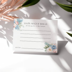SOFT BLUE PINK FLOWERS BRIDAL SHOWER DATE NIGHT INVITATION