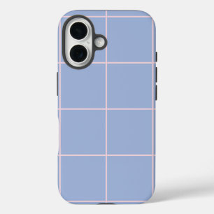 Soft Blue & Pink Grid Pattern iPhone 16 Case