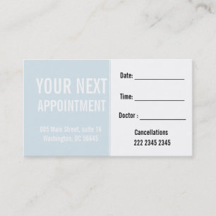 Soft Blue Professional Patient Client Appointment Card