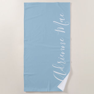 Soft Blue Simply Personalized Beach Towel