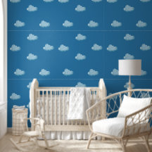 Soft Blue Sky & Fluffy White Clouds Pattern