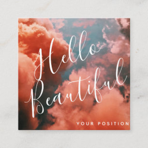 Soft Blue Sky & Pink Clouds Square Business Card