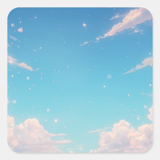 Soft Blue Sky Square Sticker (Front)