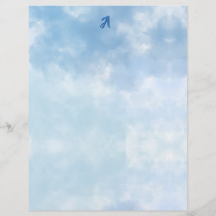 Soft Blue Sky Watercolor Cloud Letterhead
