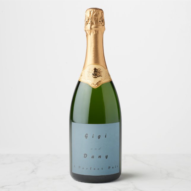 Soft Blue Sparkling Wine Bottle Label  (Front)