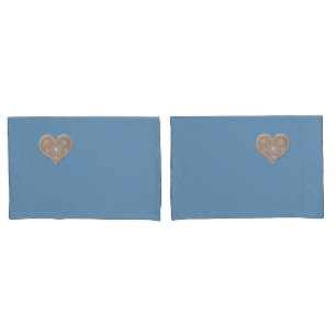 Soft Blue Standard Pillowcase Set with Heart