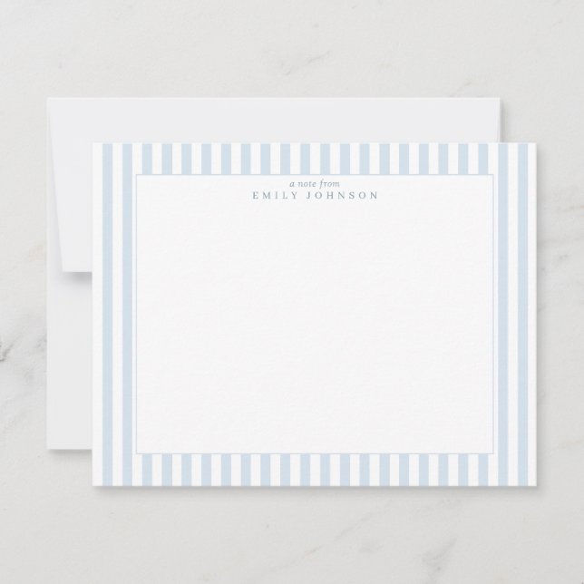 Soft Blue Striped Note Card (Front)