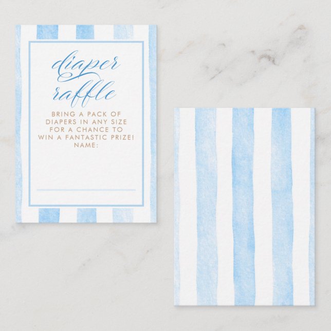 Soft Blue Stripes Cute Diaper Raffle Tickets Enclosure Card (Front/Back)