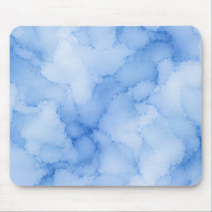 Soft Blue Watercolor Abstract Mouse Pad
