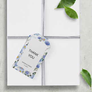 Soft Blue Watercolor Botanical Wedding Gift Tags
