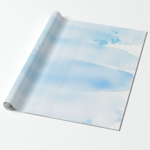 Soft Blue Watercolor Brush Strokes Wrapping Paper