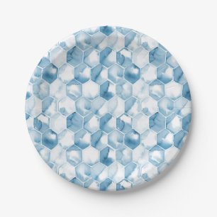 Soft Blue Watercolor Canotype Pattern Paper Plate