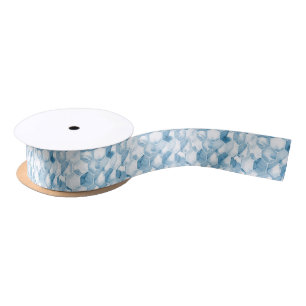 Soft Blue Watercolor Canotype Pattern Satin Ribbon
