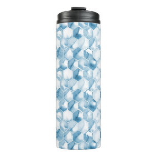 Soft Blue Watercolor Canotype Pattern Thermal Tumbler