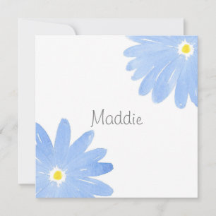 Soft Blue Watercolor Daisies Card