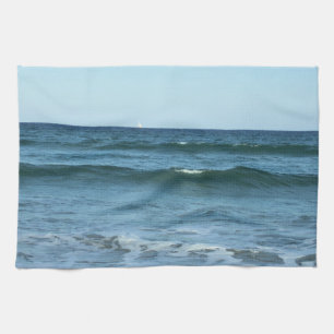 Soft Blue Waves Moving Toward Shore Kitchen Towel