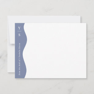 Soft Blue Wavy Bold Initials Modern Card