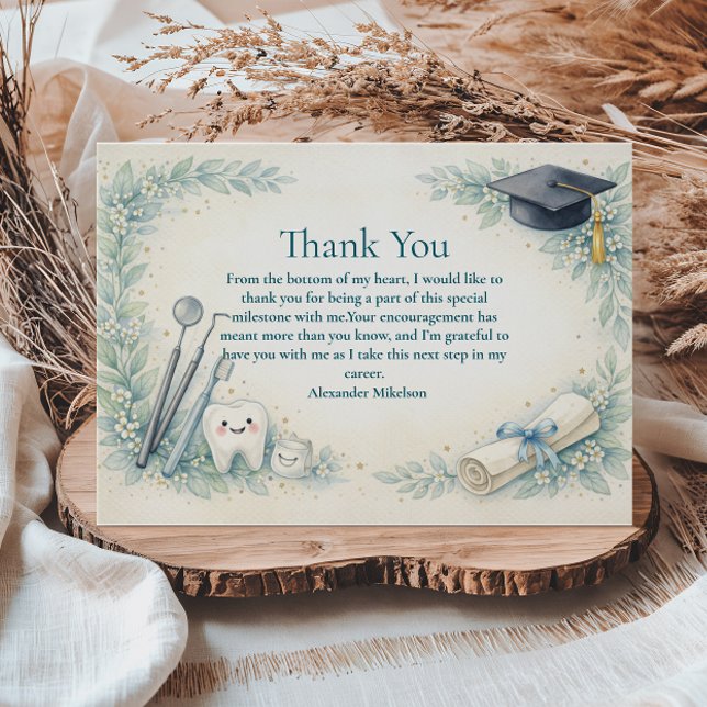 Soft Blue White Coat Dentist Graduation Thank You Card (Creator Uploaded)