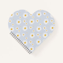 Soft Blue & White Daisy Heart – Minimalist Floral
