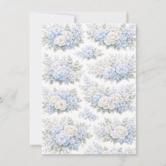 Soft Blue White Floral Bouquet Pattern Romantic Invitation