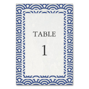 Soft Blue + White Japanese Seigha Table Number