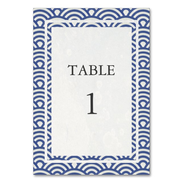 Soft Blue + White Japanese Seigha Table Number (Front)