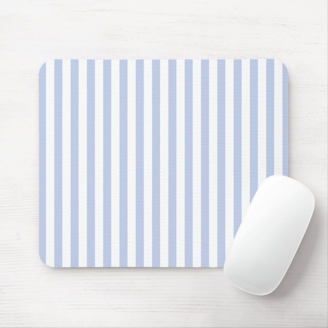 Soft Blue White Vertical Stripe Pattern Art Mouse Pad (With Mouse)