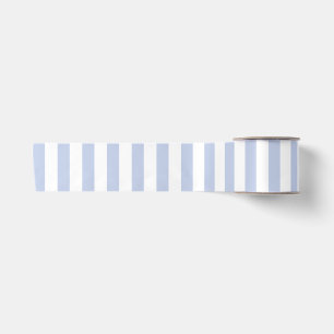 Soft Blue White Vertical Stripe Pattern Art Satin Ribbon