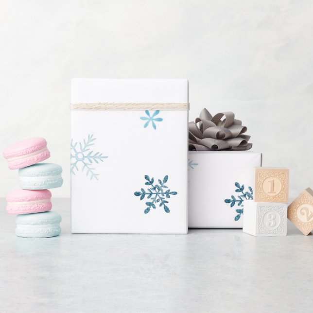  Soft Blue Winter Christmas Watercolor Design  Wrapping Paper (Baby Shower)