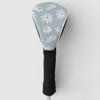 Soft Blue with White Daisy Flowers  Golf Head Cover