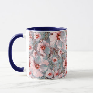 Soft bluish floral mug