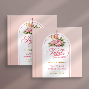 Soft blush and gold petals prosecco guest book