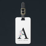 SOFT BLUSH BLUE FLORAL ALPHABETS NAME LETTER A LUGGAGE TAG<br><div class="desc">If you need any further customisation please feel free to message me on yellowfebstudio@gmail.com</div>