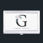 SOFT BLUSH BLUE FLORAL ALPHABETS NAME LETTER G BUSINESS CARD HOLDER<br><div class="desc">If you need any further customisation please feel free to message me on yellowfebstudio@gmail.com.</div>