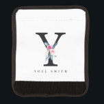 SOFT BLUSH BLUE FLORAL ALPHABETS NAME LETTER Y LUGGAGE HANDLE WRAP<br><div class="desc">If you need any further customisation please feel free to message me on yellowfebstudio@gmail.com.</div>