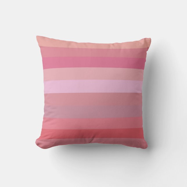 Soft Blush & Coral Horizontal Stripes  Throw Pillow (Front)